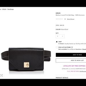 AQUA medium Lizard-Print Belt Bag NWT